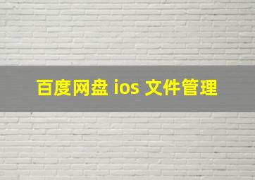 百度网盘 ios 文件管理